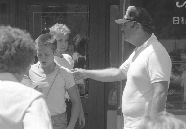 July, 1985 - Main Street of Brownsville with Kiefer Sutherland and director Rob Reiner

